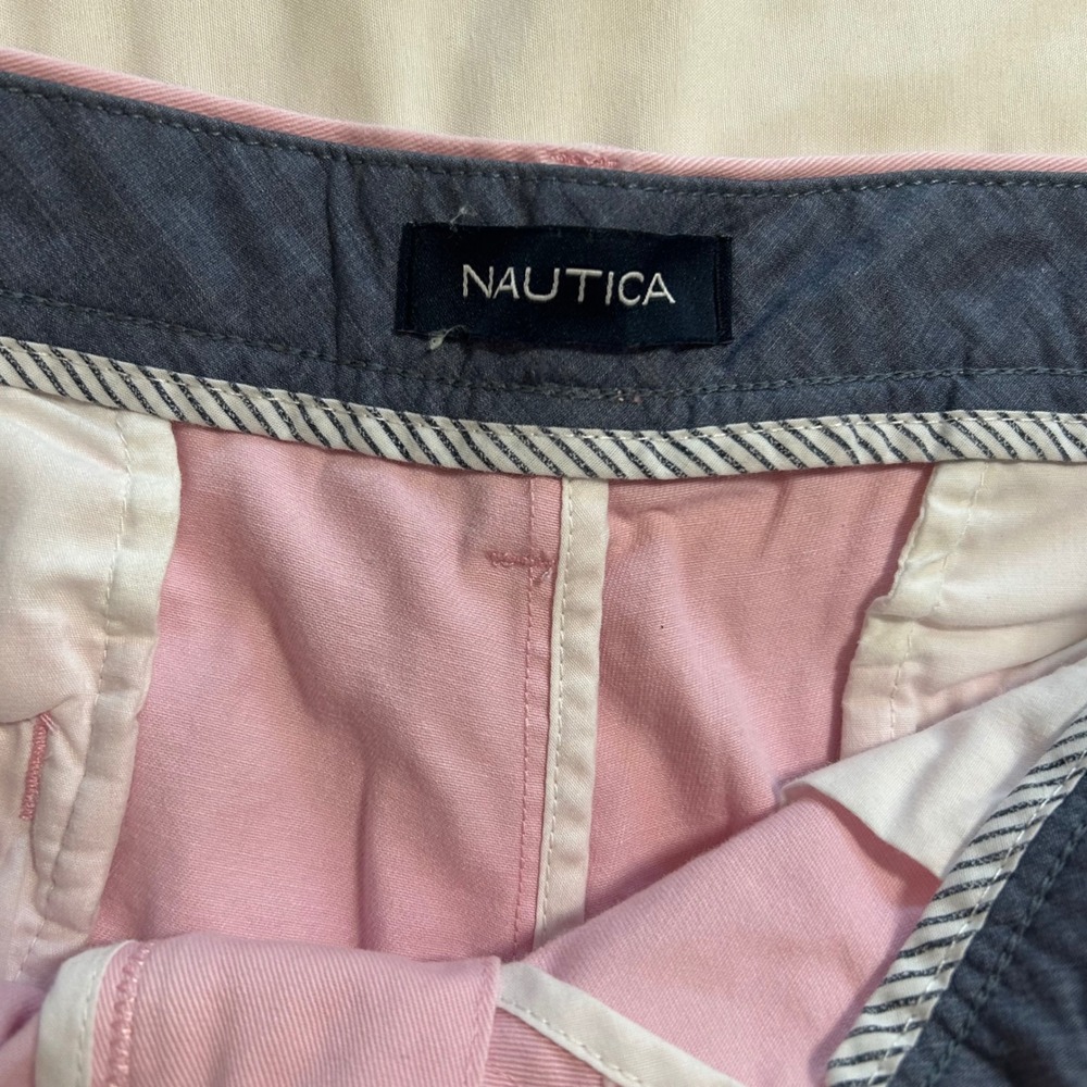 Nautica Mens Deck Shorts Pink 100% Cotton Flat Front Chino Shorts Size 36 - Picture 7 of 13